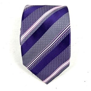 Canali Silk Designer Tie Purple Striped 3.5” Mens Necktie ITALY